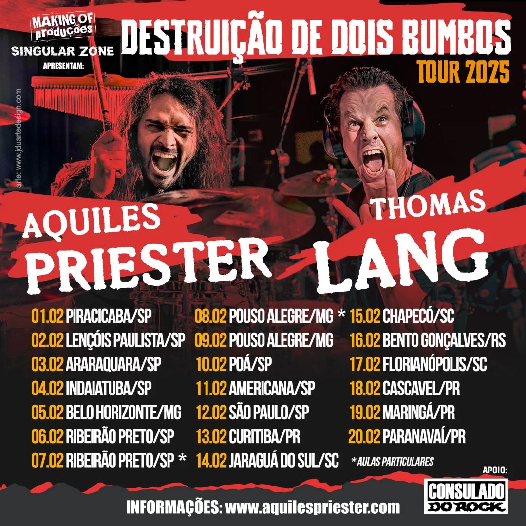 Destruição de Dois Bumbos traz Aquiles Priester e Thomas Lang ao Rio Grande do Sul